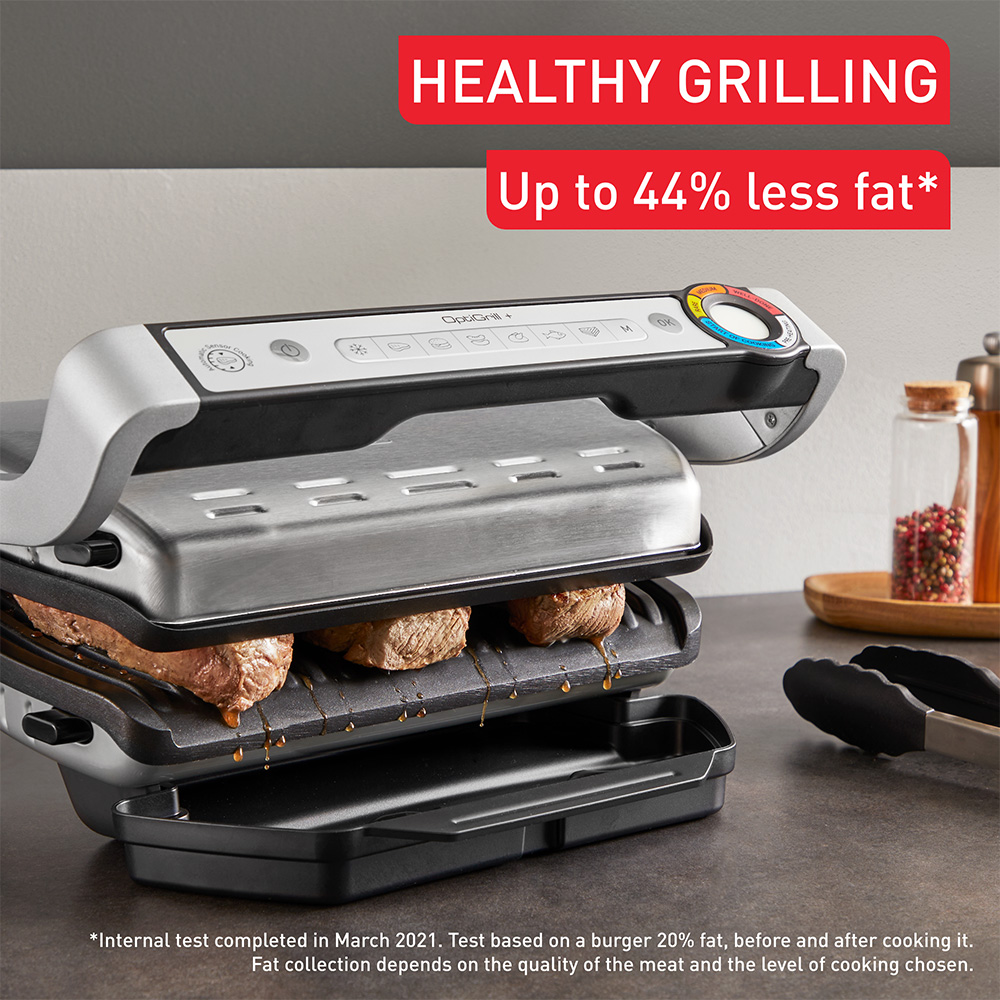 Gratar electric TEFAL OptiGrill+ GC718D10, 2000W, 6 programe automate, argintiu-negru 