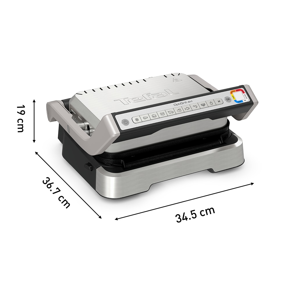 Gratar electric TEFAL OptiGrill 4in1 GC774D30, 2100W, 9 programe automate, argintiu-negru