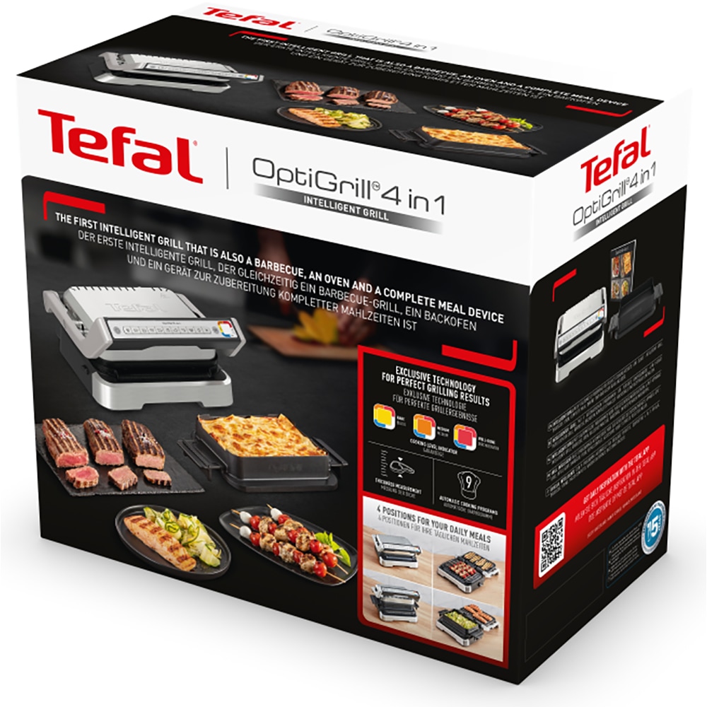 Gratar electric TEFAL OptiGrill 4in1 GC774D30, 2100W, 9 programe automate, argintiu-negru