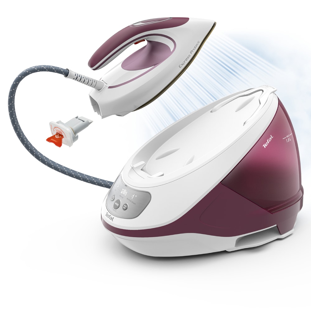Statie de calcat TEFAL Express Protect SV9201E0, 2800W, 530g/min, 1.8l, talpa Durilium AirGlide, mov-alb