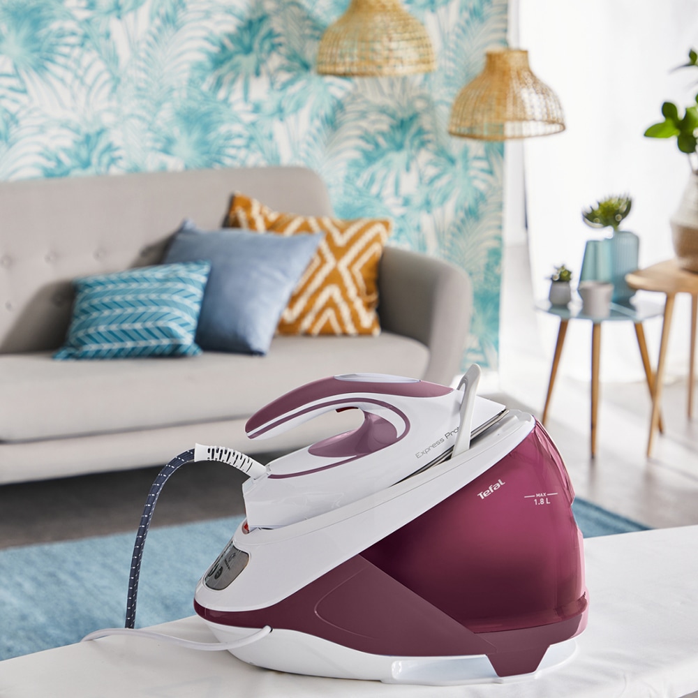 Statie de calcat TEFAL Express Protect SV9201E0, 2800W, 530g/min, 1.8l, talpa Durilium AirGlide, mov-alb