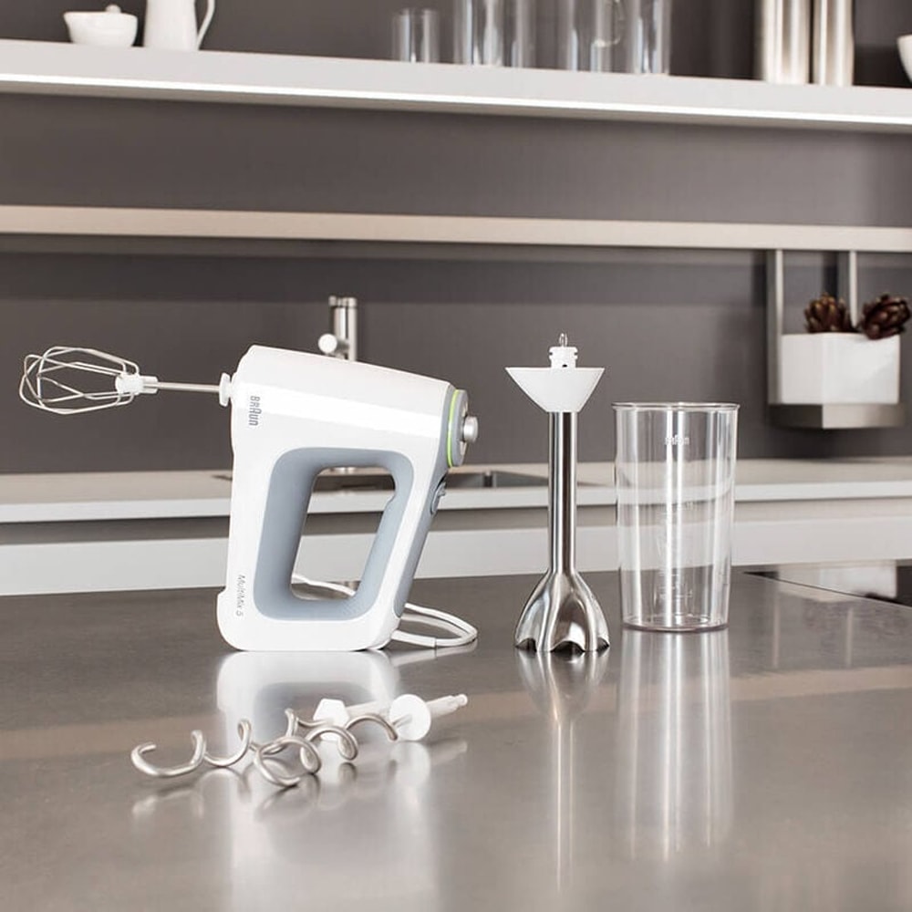 Mixer de mana BRAUN HM5100WH, 750W, 9 trepte viteza, alb-gri 