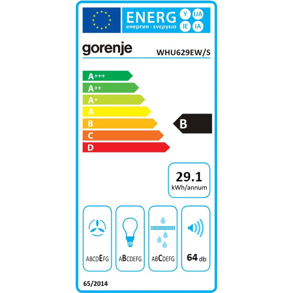 Hota traditionala GORENJE WHU629EW, 1 motor, 200m3/h, L 60 cm, alb