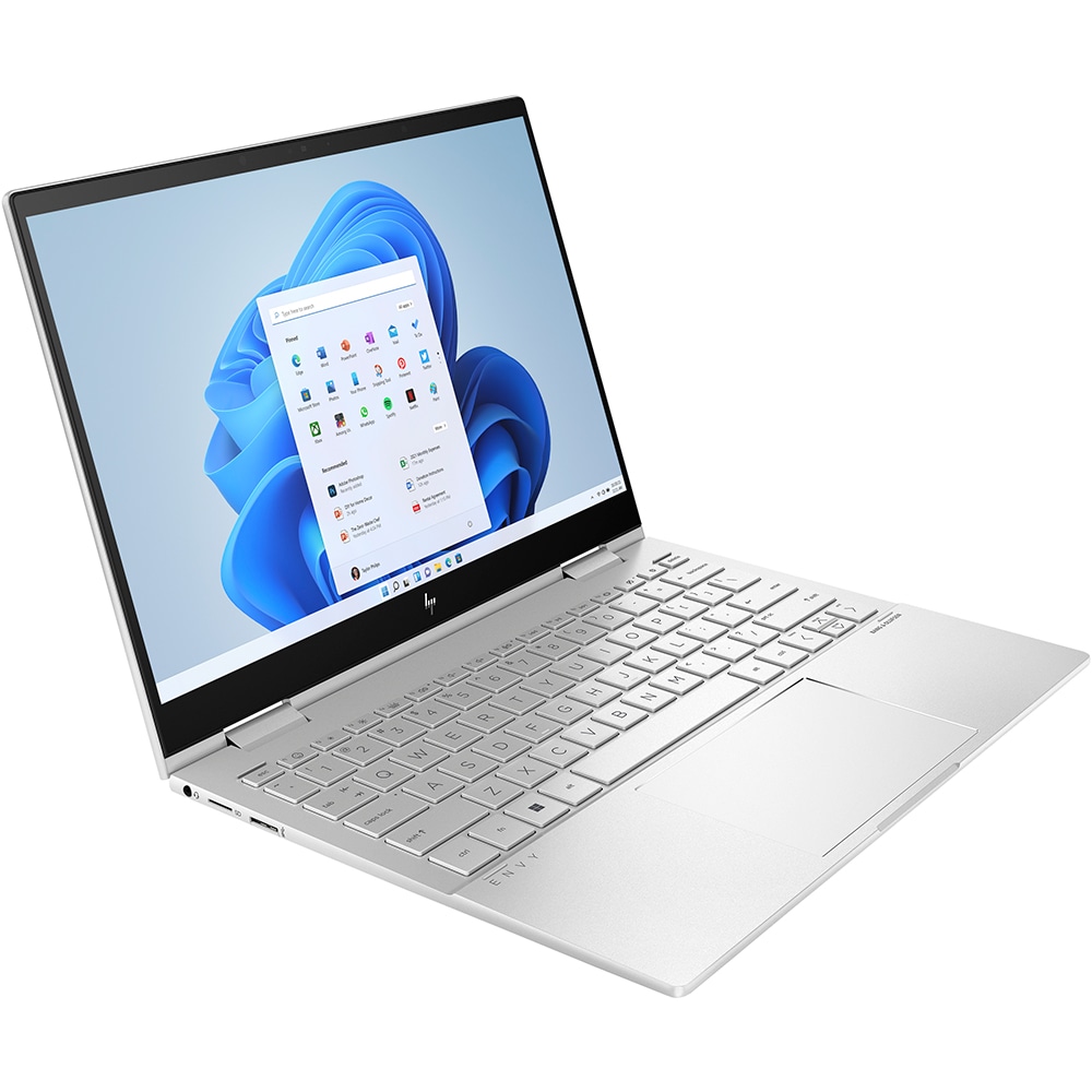 Laptop 2 in 1 HP Envy x360 13-bf0021nn, Intel Core i5-1230U pana la 4.4GHz, 13.3" WUXGA Touch, 16GB, SSD 512GB, Intel Iris Xe Graphics, Windows 11 Home, argintiu