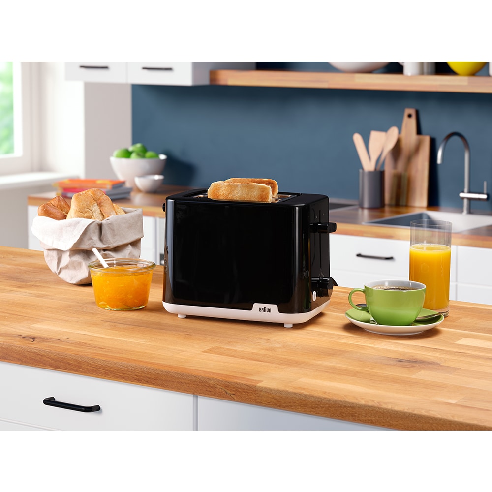 Prajitor de paine BRAUN Breakfast 1 HT1010WH, 2 felii, 900W, alb-negru 