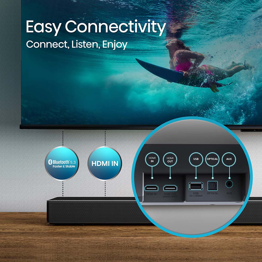 Soundbar HISENSE AX5125H, 5.1.2, 500W, Bluetooth, Subwoofer Wireless, Dolby, negru