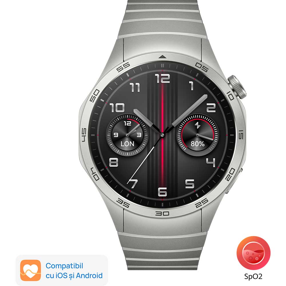 Smartwatch HUAWEI Watch GT4 46mm, GPS, Android/iOS, Stainless Steel Strap