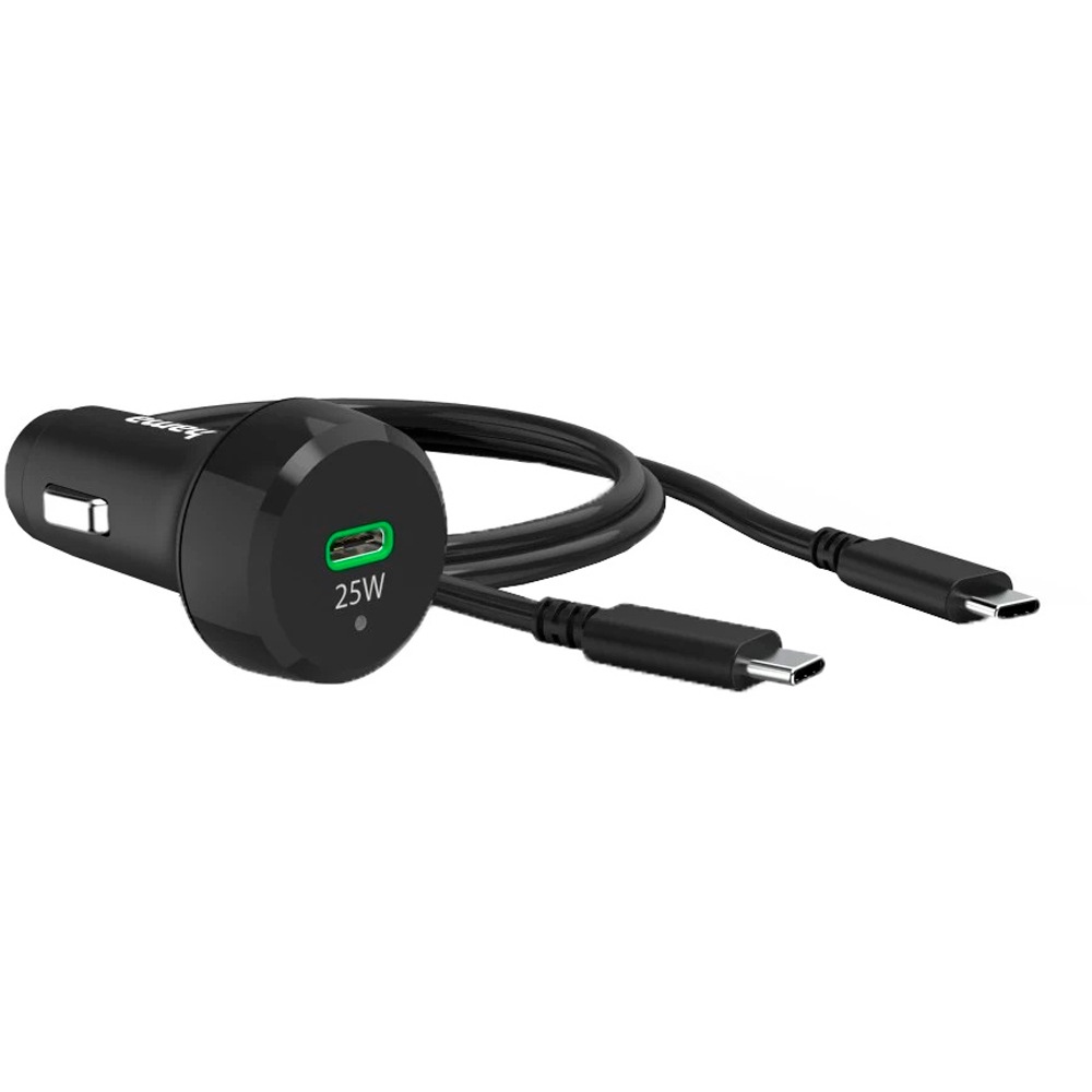 Incarcator auto HAMA 201614, 1xUSB-C, Power Delivery (PD), 25W, negru