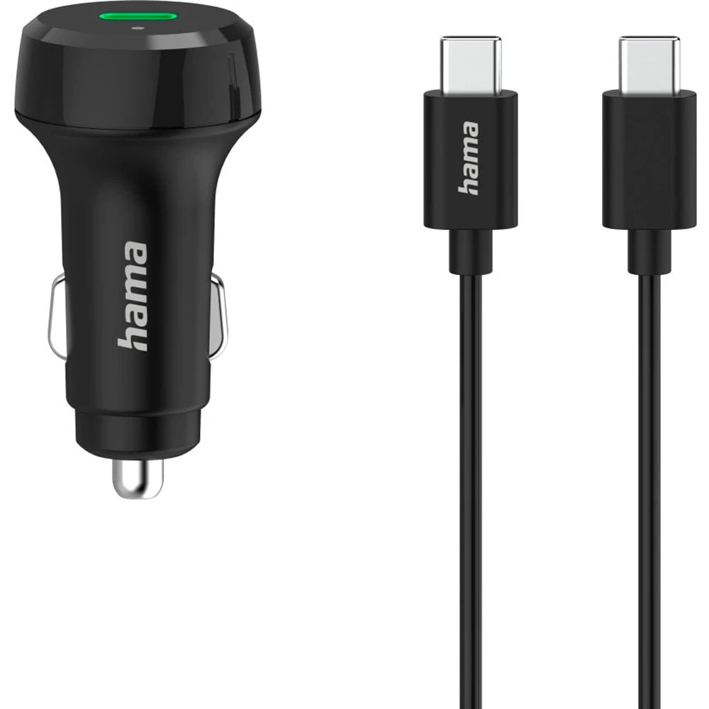 Incarcator auto HAMA 201614, 1xUSB-C, Power Delivery (PD), 25W, negru
