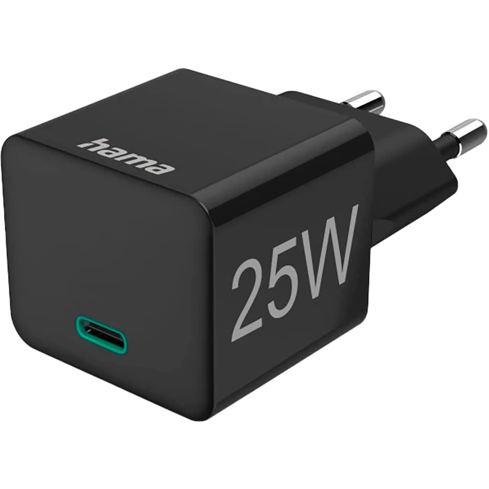 Incarcator retea HAMA 201623, 1xUSB-C, Power Delivery (PD), 25W, cablu USB-C, negru