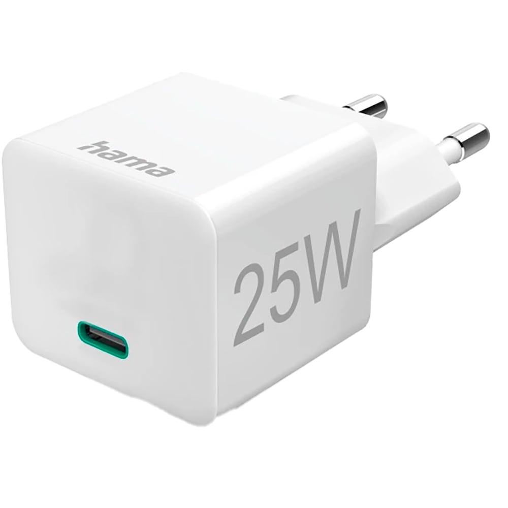 Incarcator retea HAMA 201624, 1xUSB-C, Power Delivery (PD), 25W, cablu USB-C, alb