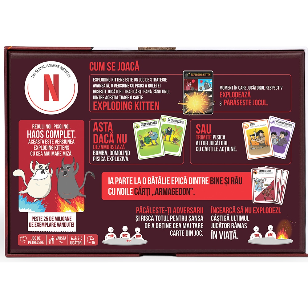 Joc de societate EXPLODING KITTENS Bine vs Rau EKIEK12, 7 ani+, 2-5 jucatori