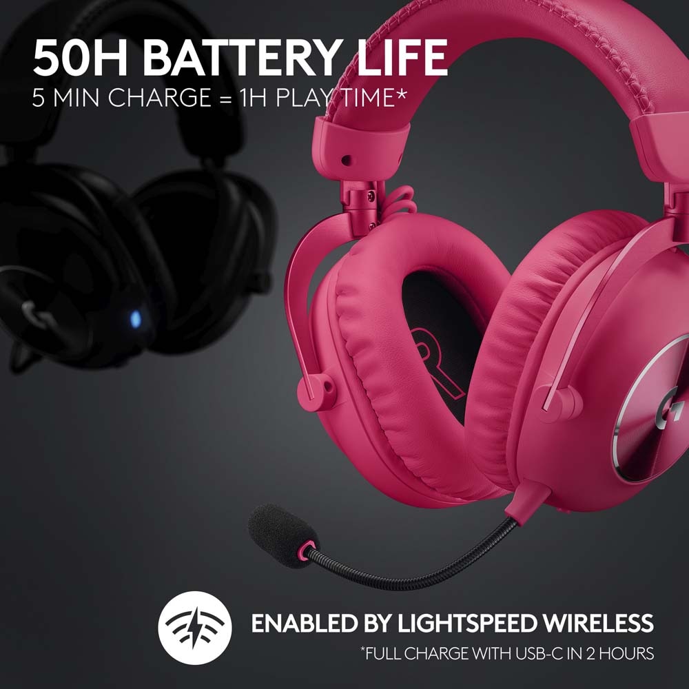 Casti Gaming Wireless LOGITECH G PRO X 2 LIGHTSPEED, 7.1 surround, multiplatforma, 3.5mm, Pink