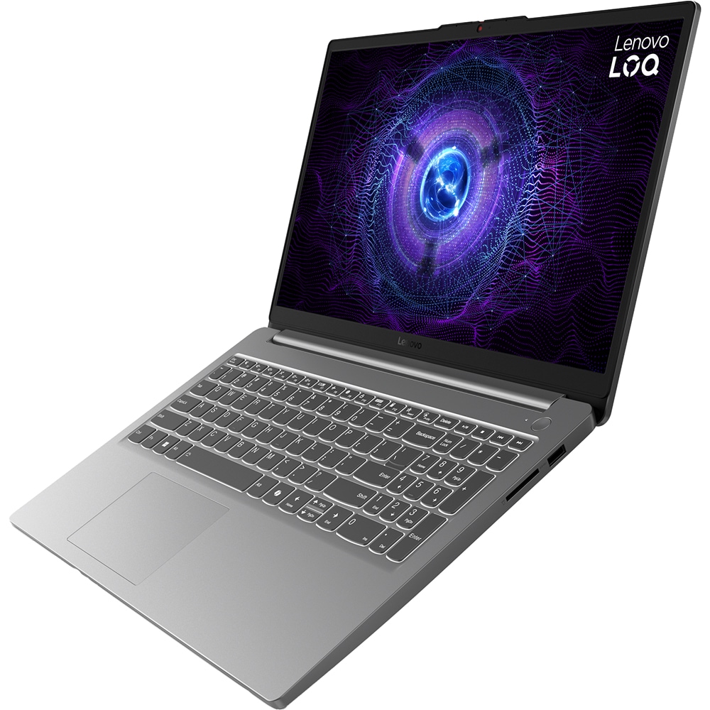 Laptop gaming LENOVO LOQ 15IAX9E, Intel Core i5-12450HX pana la 4.4GHz, 15.6" Full HD, 16GB, SSD 512GB, NVIDIA GeForce RTX 2050 4GB, Free DOS, Luna Grey