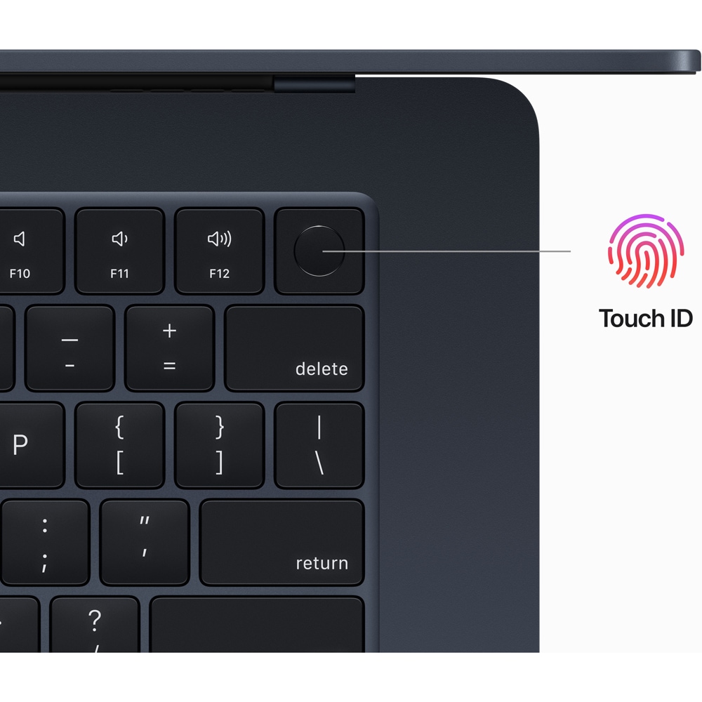Laptop APPLE MacBook Air 15 mqkw3ro/a, Apple M2, 15.3" Retina Display, 8GB, SSD 256GB, 10-core GPU, macOS Ventura, Midnight, Tastatura layout RO