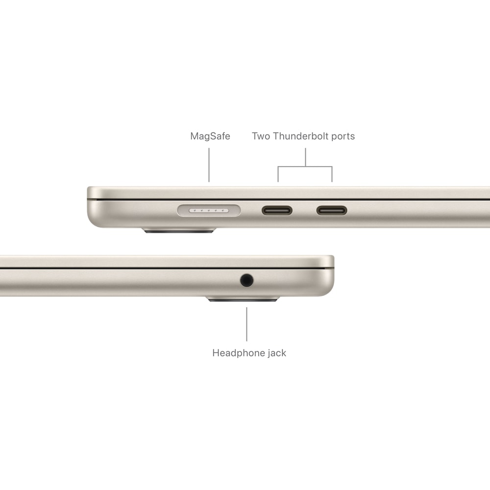 Laptop APPLE MacBook Air 15 mryr3ro/a, Apple M3, 15.3" Retina Display, 8GB, SSD 256GB, 10-core GPU, macOS Sonoma, Starlight, Tastatura layout INT