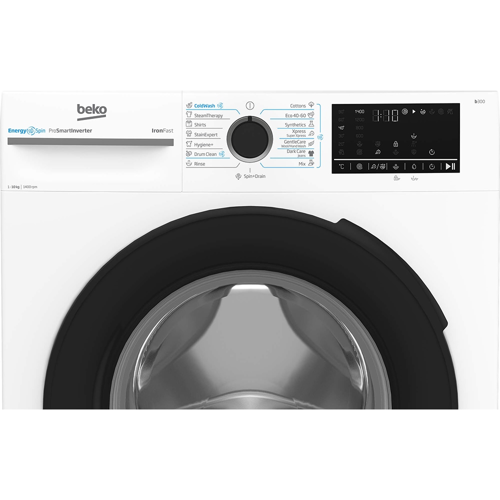 Masina de spalat rufe frontala BEKO BM3WFU410415WB, EnergySpin, 10 kg, 1400rpm, Clasa A, alb