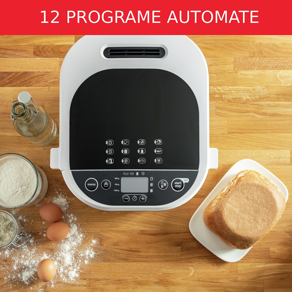 Masina de copt paine TEFAL Pain Dore PF210138, 1kg, 12 programe, 720W, alb-negru
