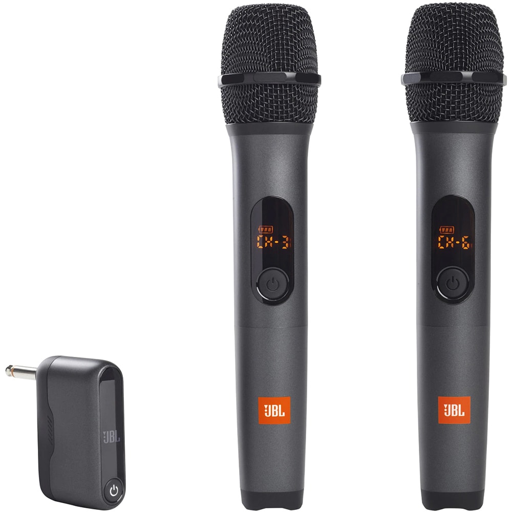Give rights Hen Express Set 2 microfoane karaoke cu dongle wireless JBL JBLWIRELESSMIC, fara fir,  negru