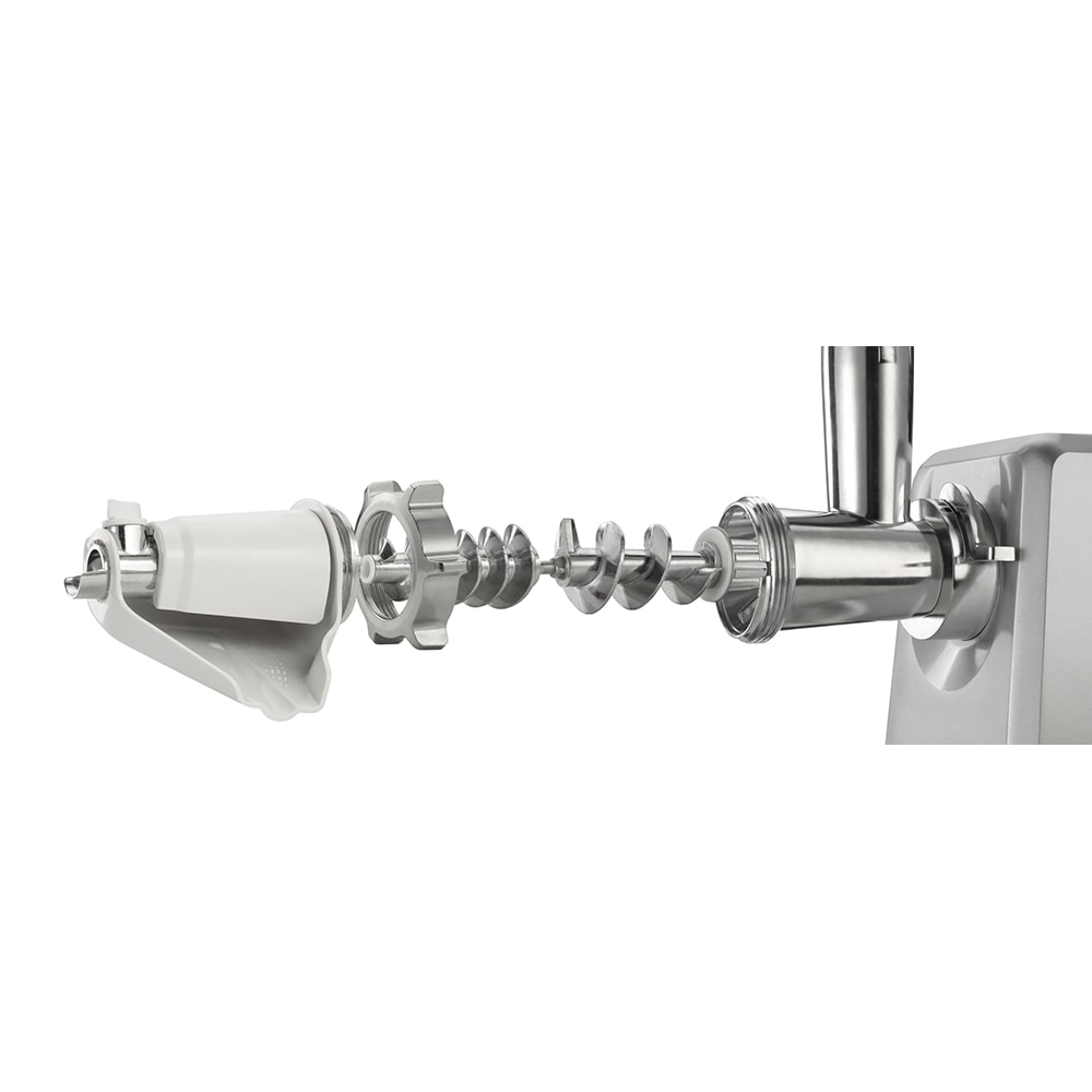 Masina de tocat carne GORENJE MG2502SJX, 2.4kg/min, 2500W, accesoriu carnati/suc de rosii/biscuiti, argintiu-alb