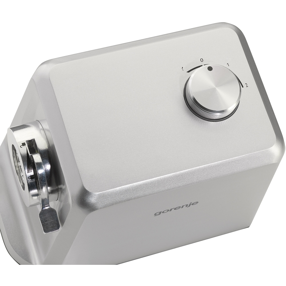 Masina de tocat carne GORENJE MG2502SJX, 2.4kg/min, 2500W, accesoriu carnati/suc de rosii/biscuiti, argintiu-alb