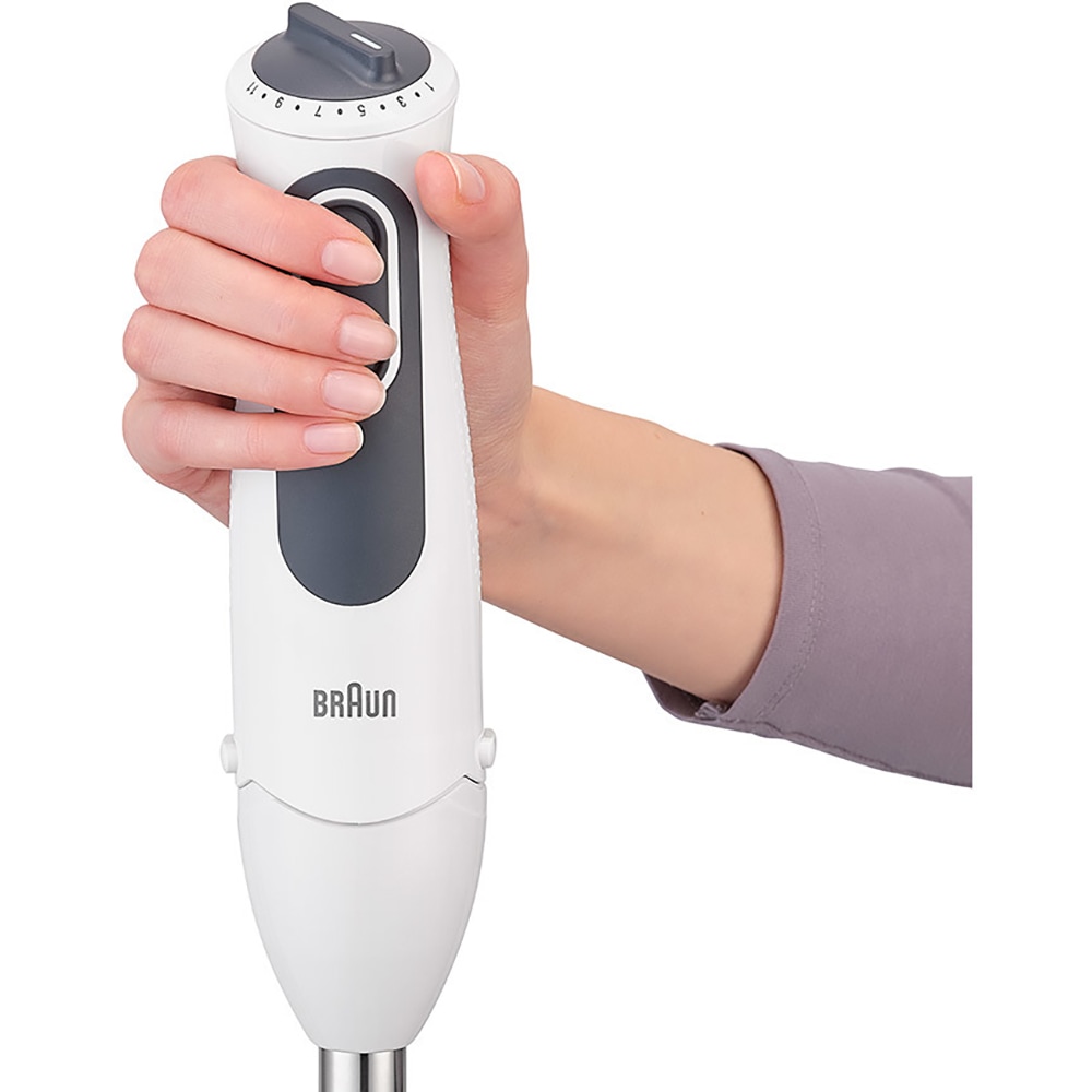 Mixer vertical BRAUN Sauce MQ3135WH, 0.6l, 750W, 11 trepte viteza, alb-gri