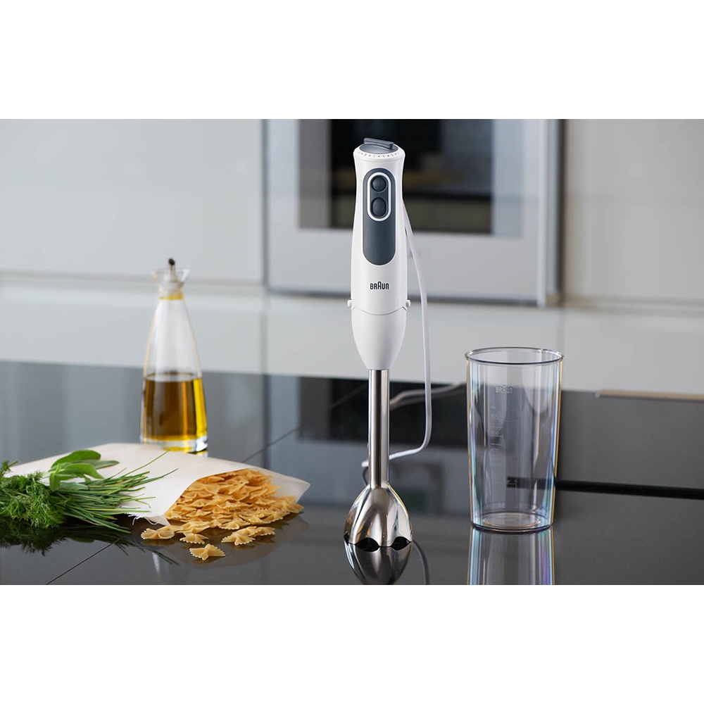 Mixer vertical BRAUN Sauce MQ3135WH, 0.6l, 750W, 11 trepte viteza, alb-gri