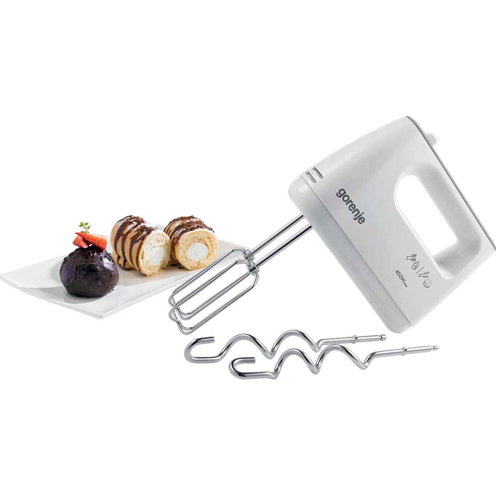 Mixer de mana GORENJE M420CW, 450W, 5 trepte viteza, alb-gri