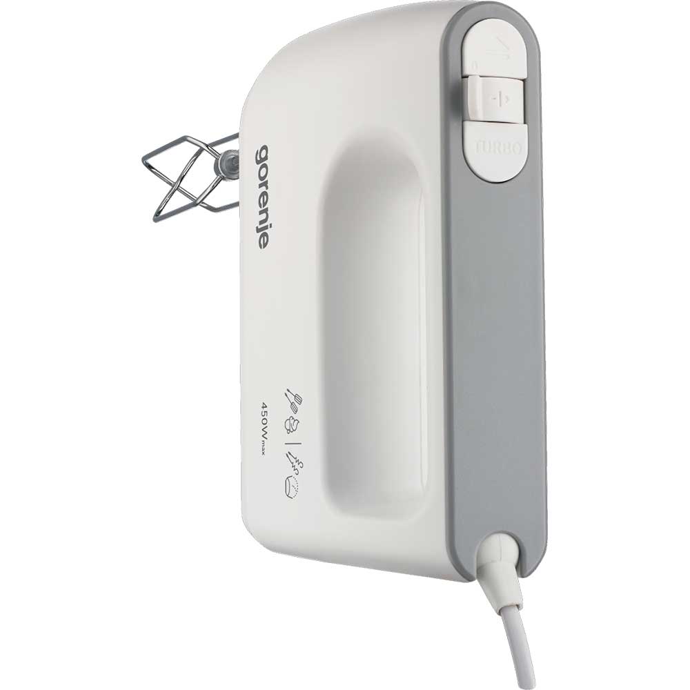 Mixer de mana GORENJE M420CW, 450W, 5 trepte viteza, alb-gri