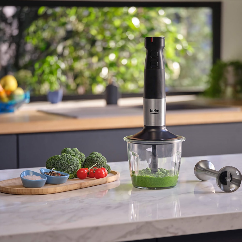 Mixer vertical BEKO HBA81762BX, 1l, 750W, 12 trepte viteza, argintiu-negru