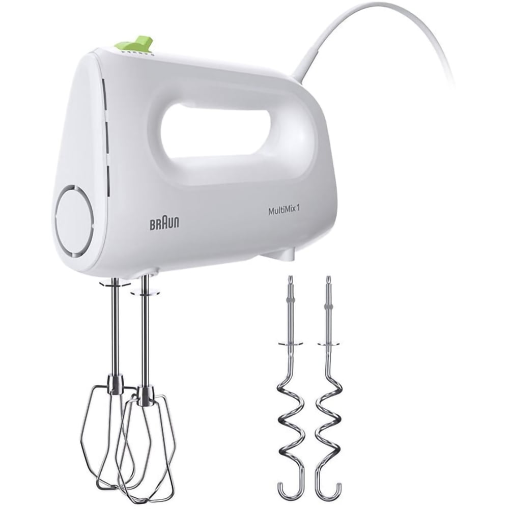 Mixer de mana BRAUN MultiMix 1 HM 1110 WH, 450W, 4 trepte viteza, alb-verde