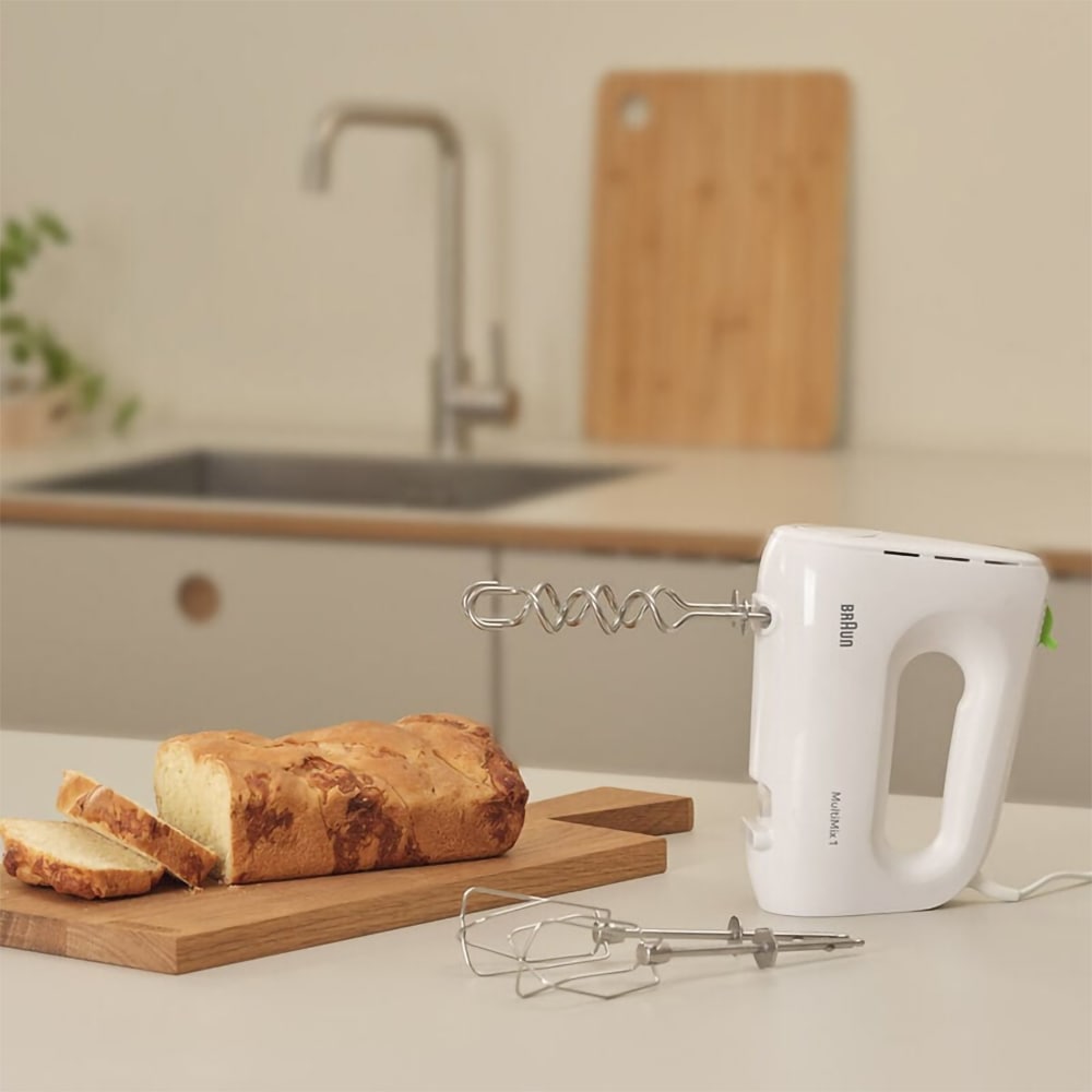 Mixer de mana BRAUN MultiMix 1 HM 1110 WH, 450W, 4 trepte viteza, alb-verde