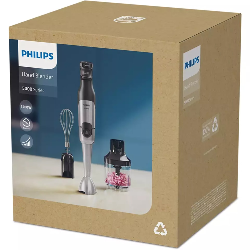 Mixer vertical PHILIPS Seria 5000 HR2683/00, 0.5l, 1200W, 2 trepte viteza, negru-argintiu