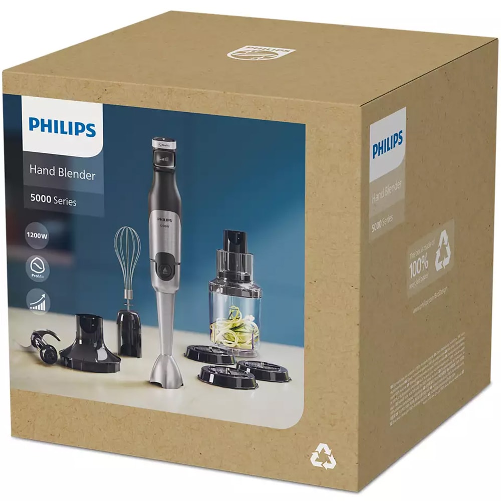 Mixer vertical PHILIPS Seria 5000 HR2684/00, 0.7l, 1200W, 2 trepte viteza, negru-argintiu