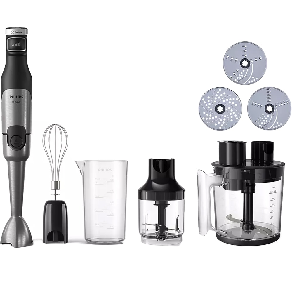 Mixer vertical PHILIPS Seria 5000 HR2685/00, 1.7l, 1200W, 2 trepte viteza, negru-argintiu
