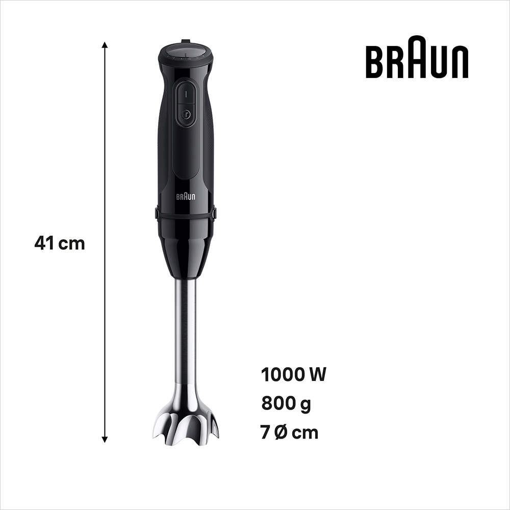 Mixer vertical BRAUN MQ50202M, 0.6l, 1000W, 21 trepte viteza, negru