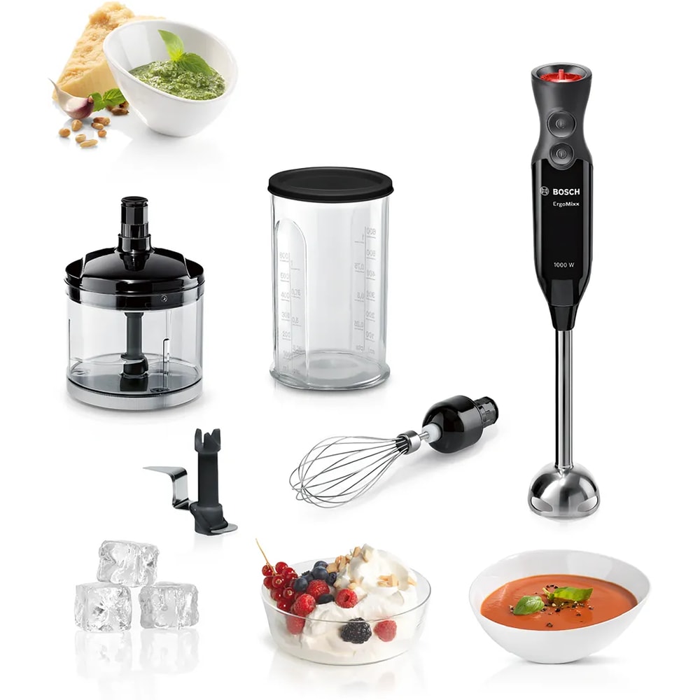 Mixer vertical BOSCH ErgoMixx MS61B6170, 0.6l, 1000W, 12 trepte viteza, negru