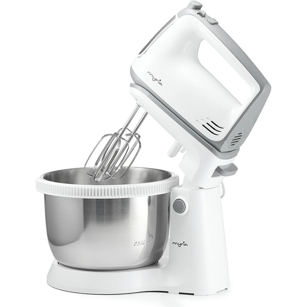 Mixer cu bol MYRIA MY4024, 3.4l, 300W, 5 trepte viteza, alb-gri 