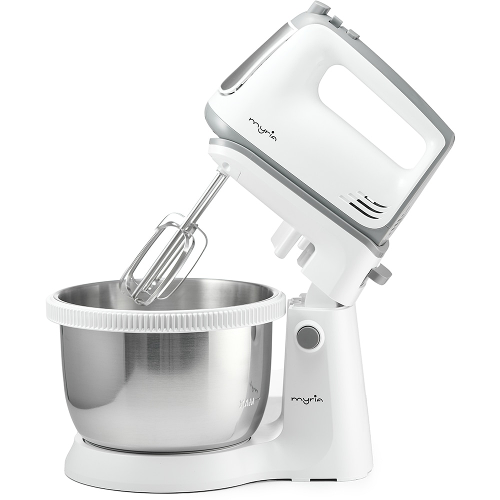 Mixer cu bol MYRIA MY4024, 3.4l, 300W, 5 trepte viteza, alb-gri 