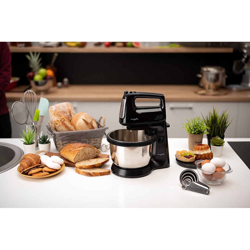 Mixer cu bol MYRIA MY4024BK, 3.4l, 300W, 5 trepte viteza, argintiu-negru 