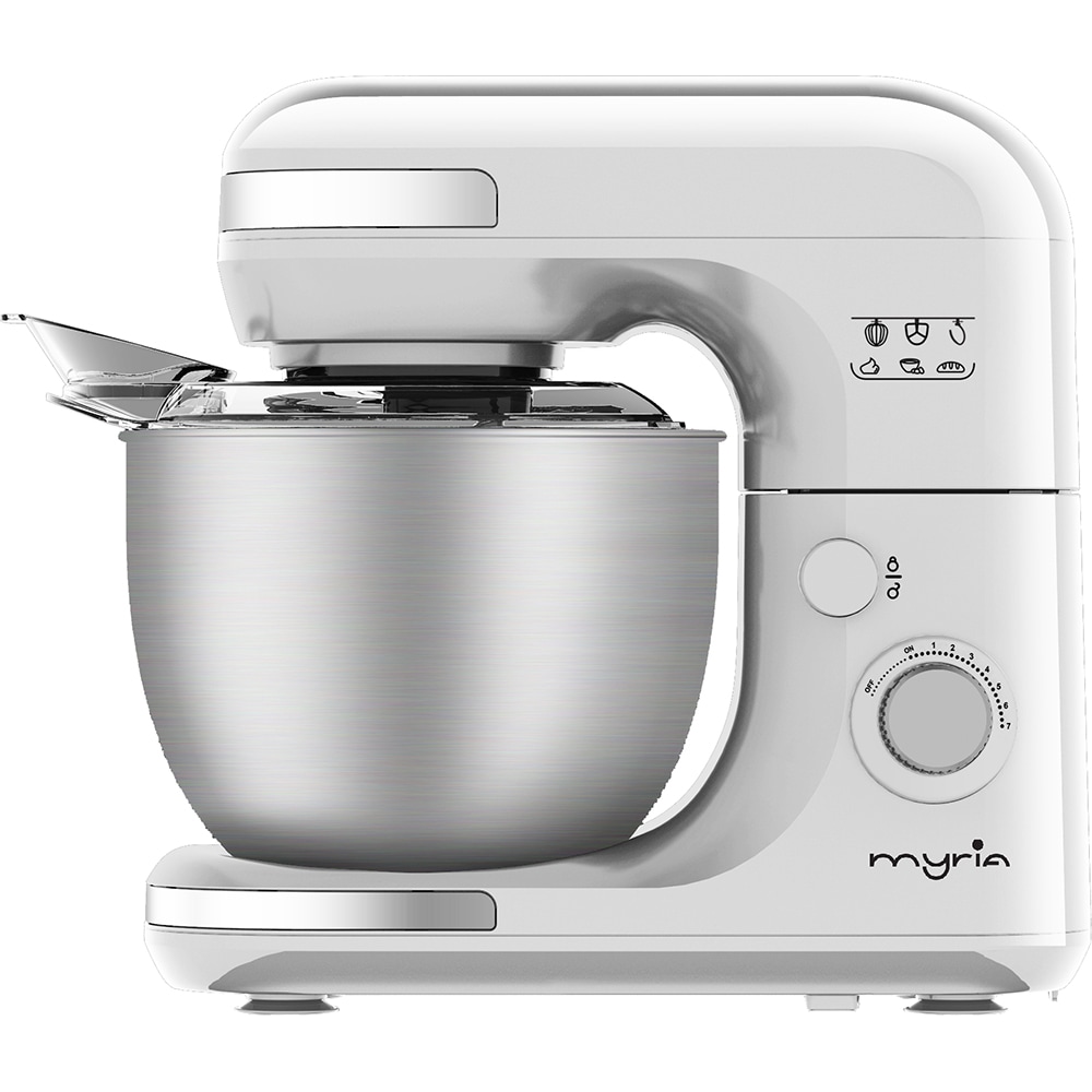 Mixer cu bol MYRIA MY4098, 5l, 600W, 7 trepte viteza, alb-argintiu