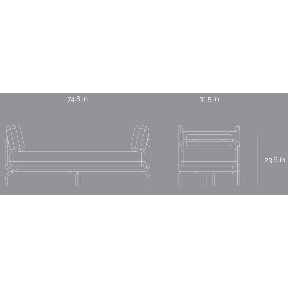 Canapea fixa Native Daybed, 2 locuri, 190 x 80 x 60 cm, oliv