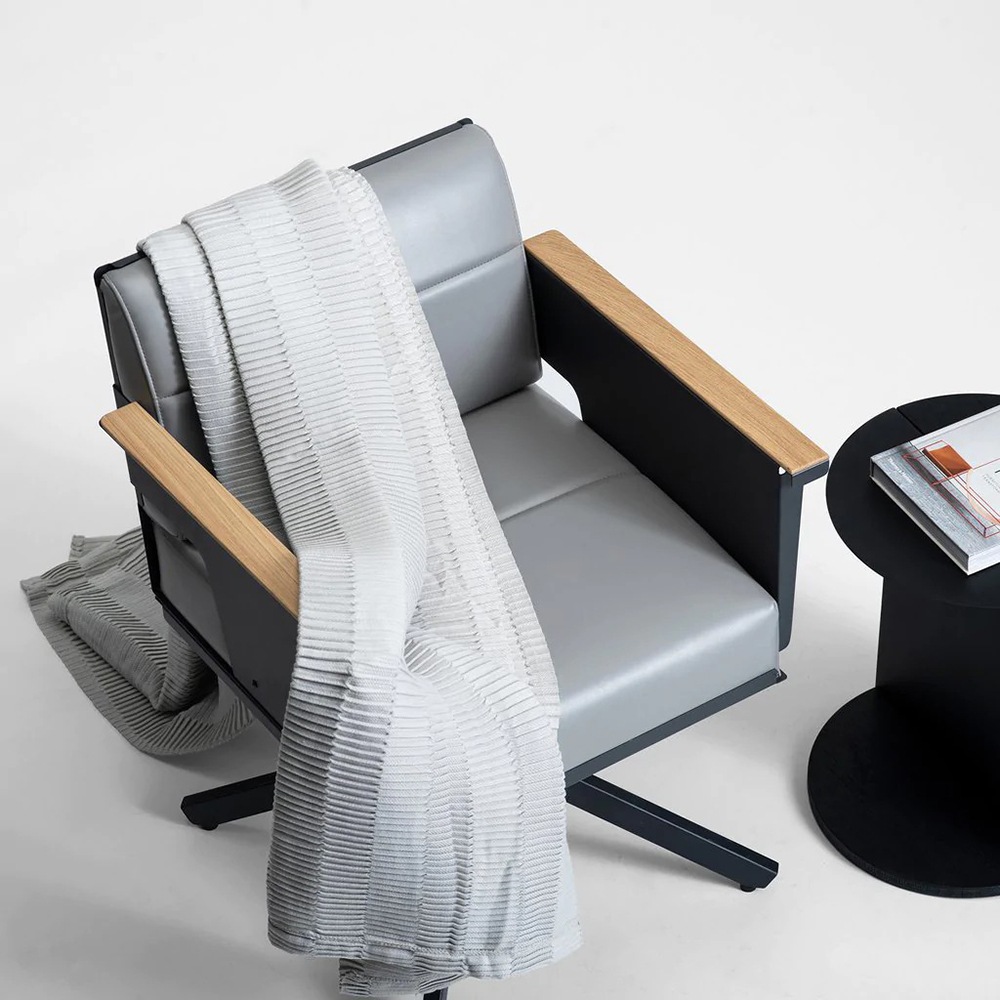 Fotoliu Troy Mini, metal-textil, negru-gri