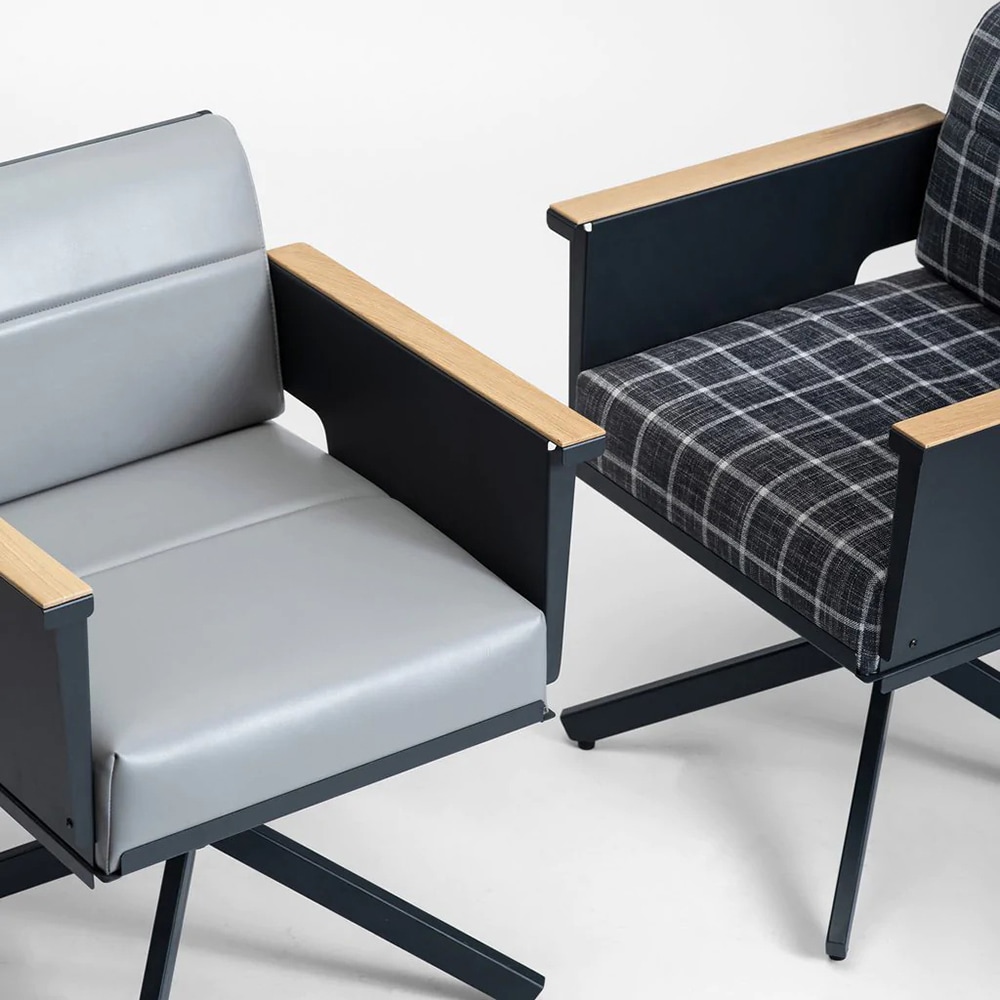 Fotoliu Troy Mini, metal-textil, negru-gri