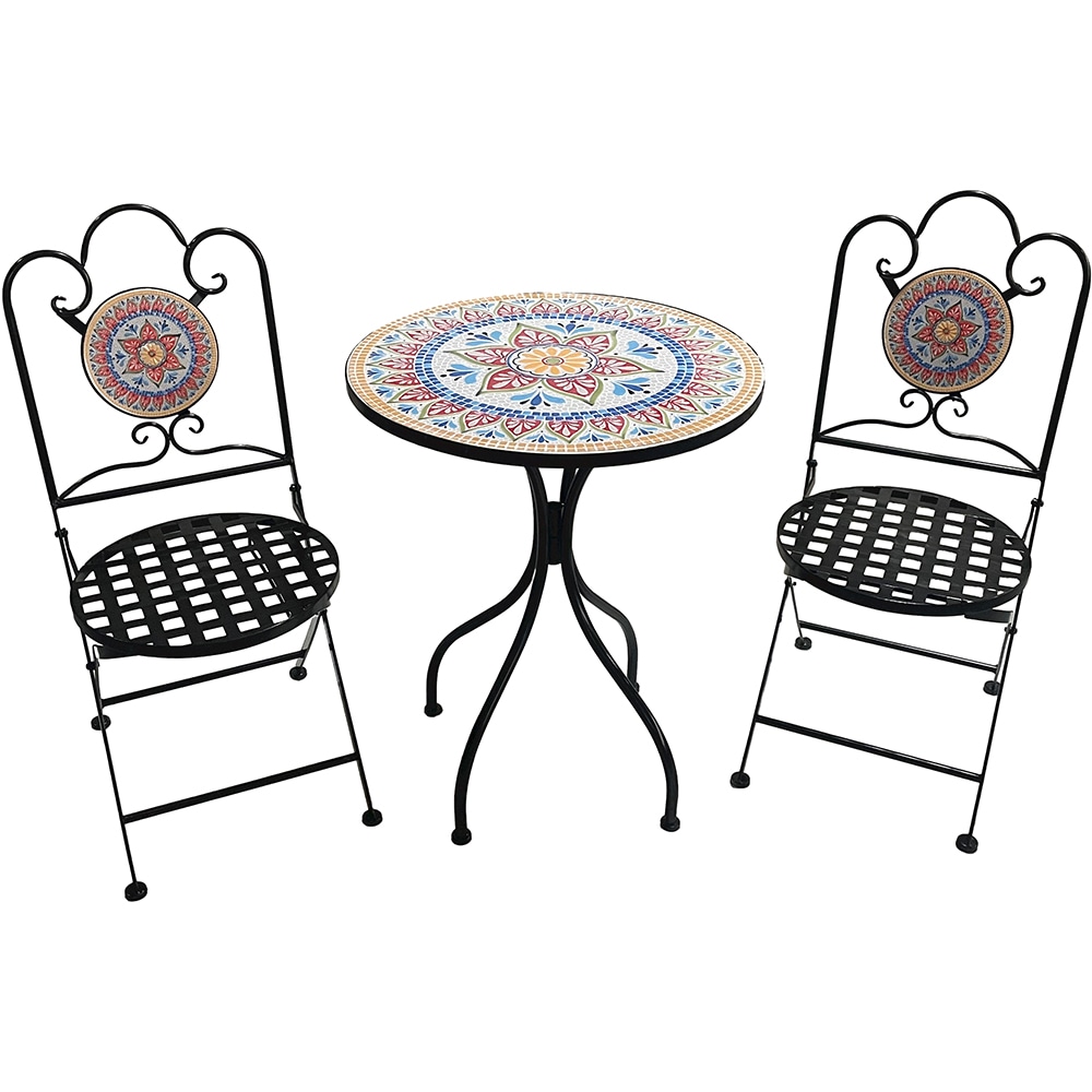 Set mobilier gradina MYRIA Bistro Mosaic Star, 3 piese, multicolor