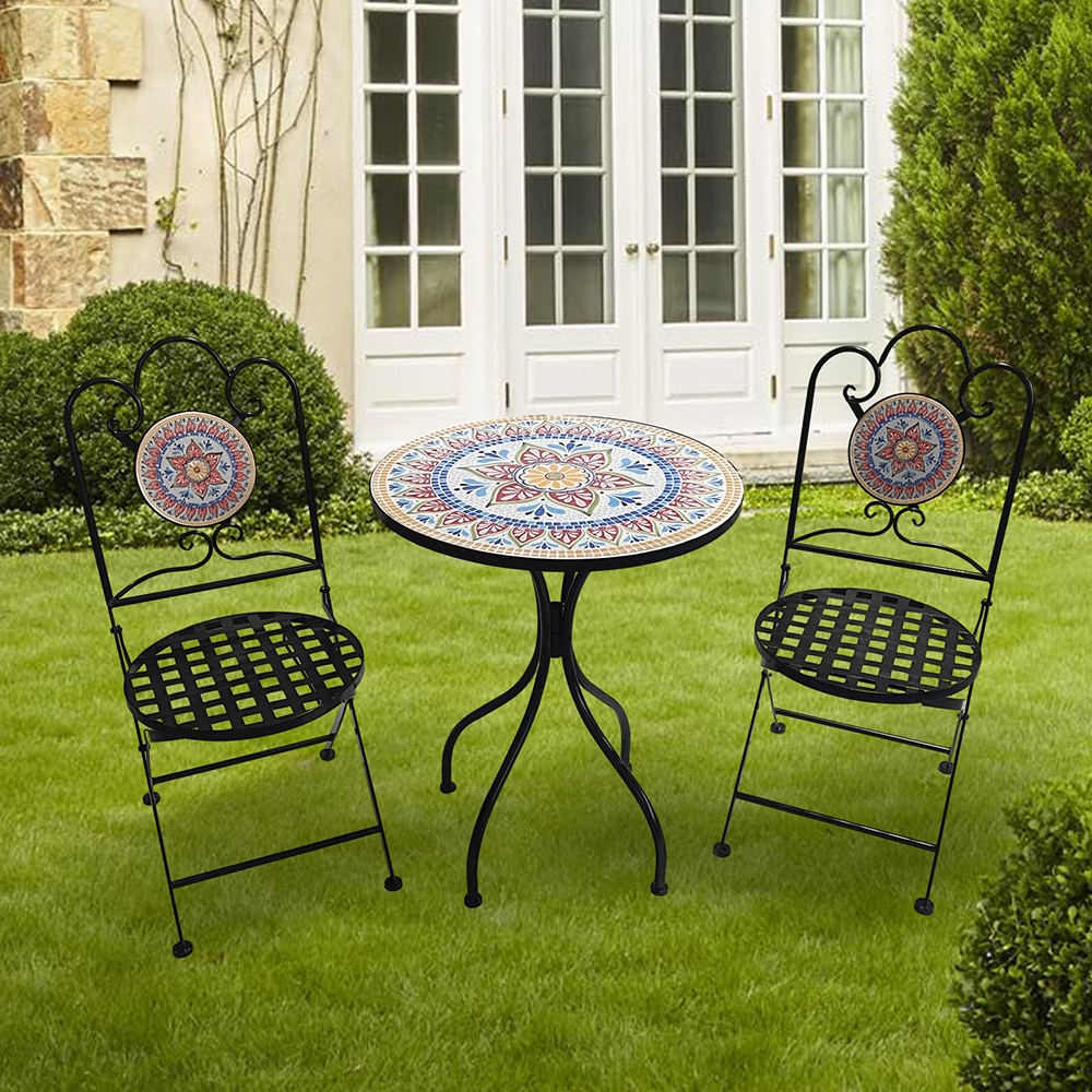 Set mobilier gradina MYRIA Bistro Mosaic Star, 3 piese, multicolor