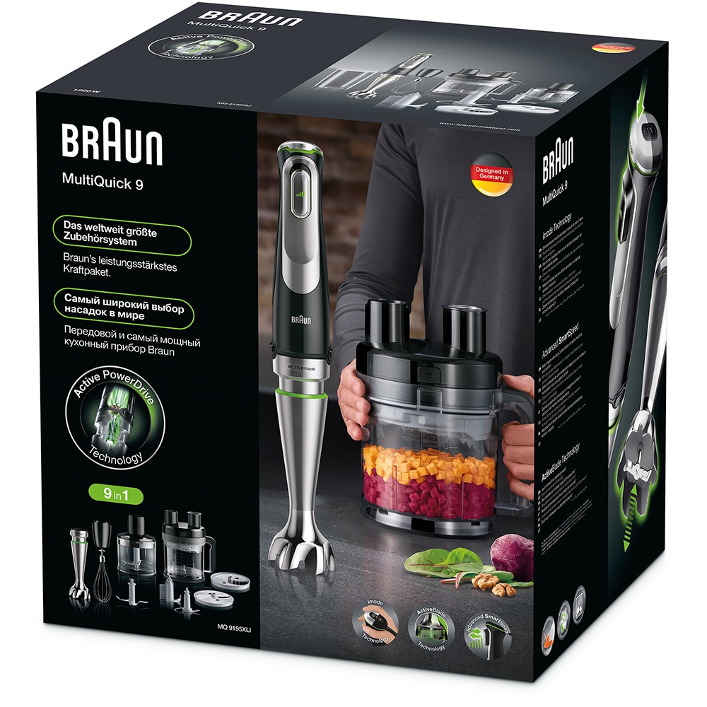 Mixer vertical BRAUN MQ9195XLI, 2l, 1200W, viteza variabila, negru-argintiu