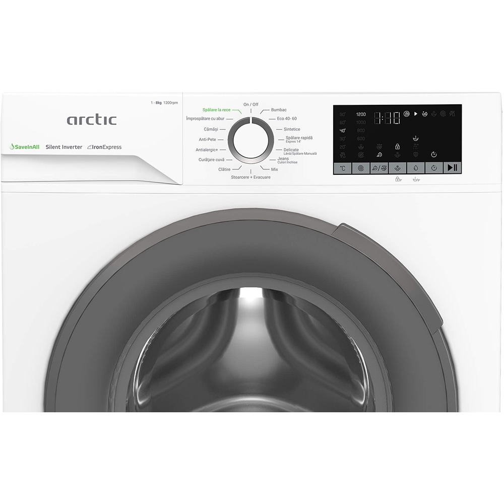 Masina de spalat rufe frontala ARCTIC APLM2WFSU28211WG, ExtraSteam, 8 kg, 1200rpm, Clasa A, alb