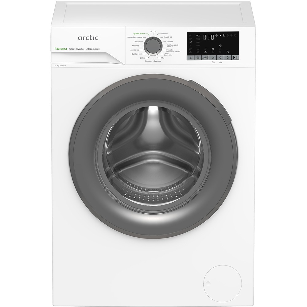 Masina de spalat rufe frontala ARCTIC APLM2WFSU28411W, ExtraSteam, 8 kg, 1400rpm, Clasa A, alb