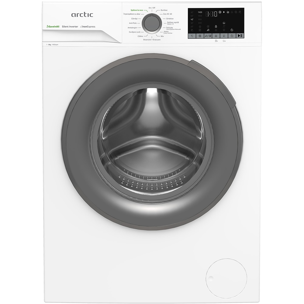 Masina de spalat rufe frontala ARCTIC APLM2WFSU28411W, ExtraSteam, 8 kg, 1400rpm, Clasa A, alb